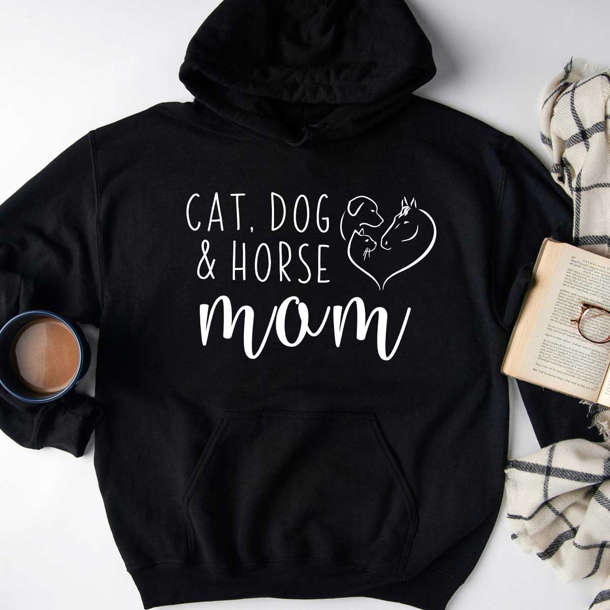 Cat, Dog & Horse Mom Hoodie