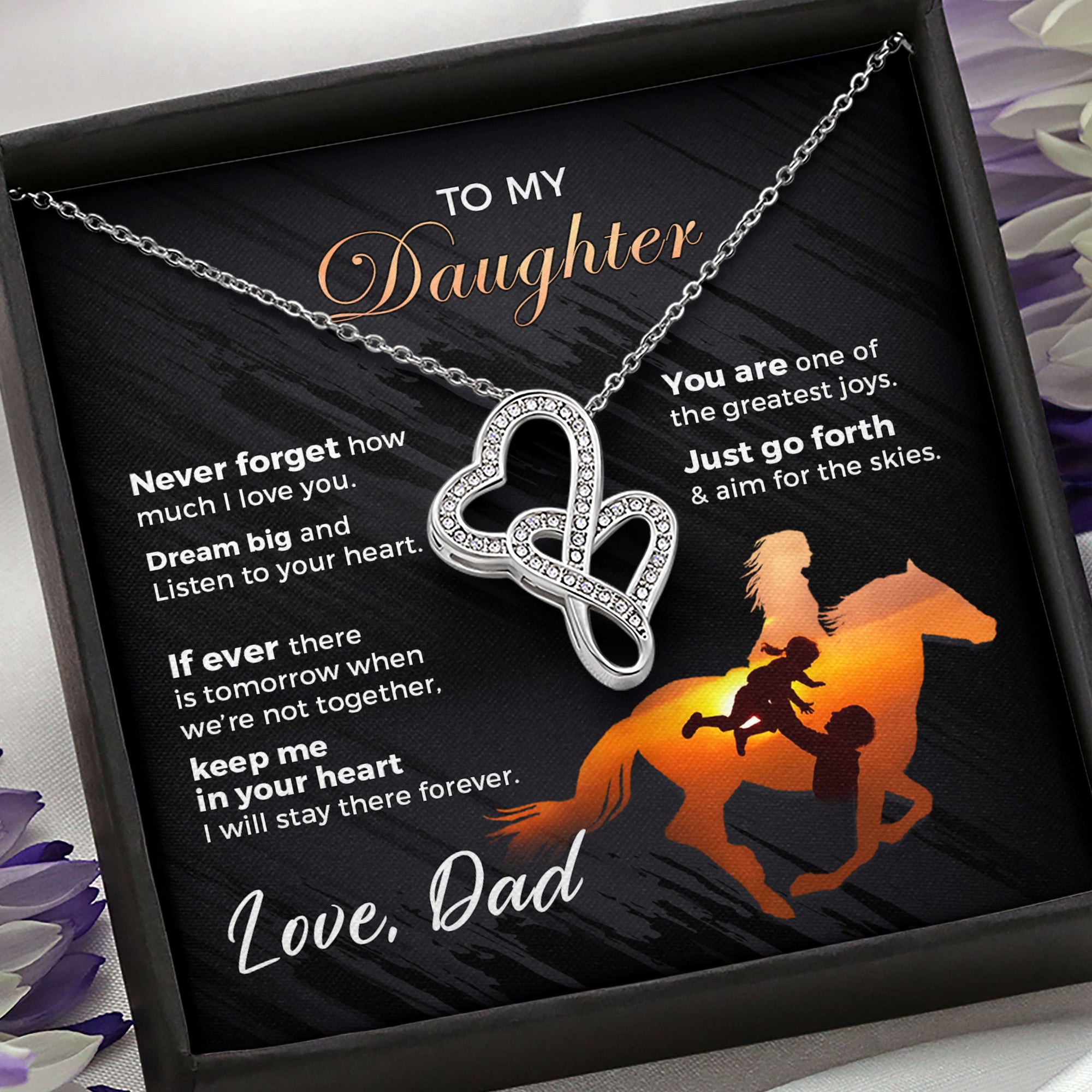 Father to Daughter (Horse Girl) - Bonded Hearts Necklace