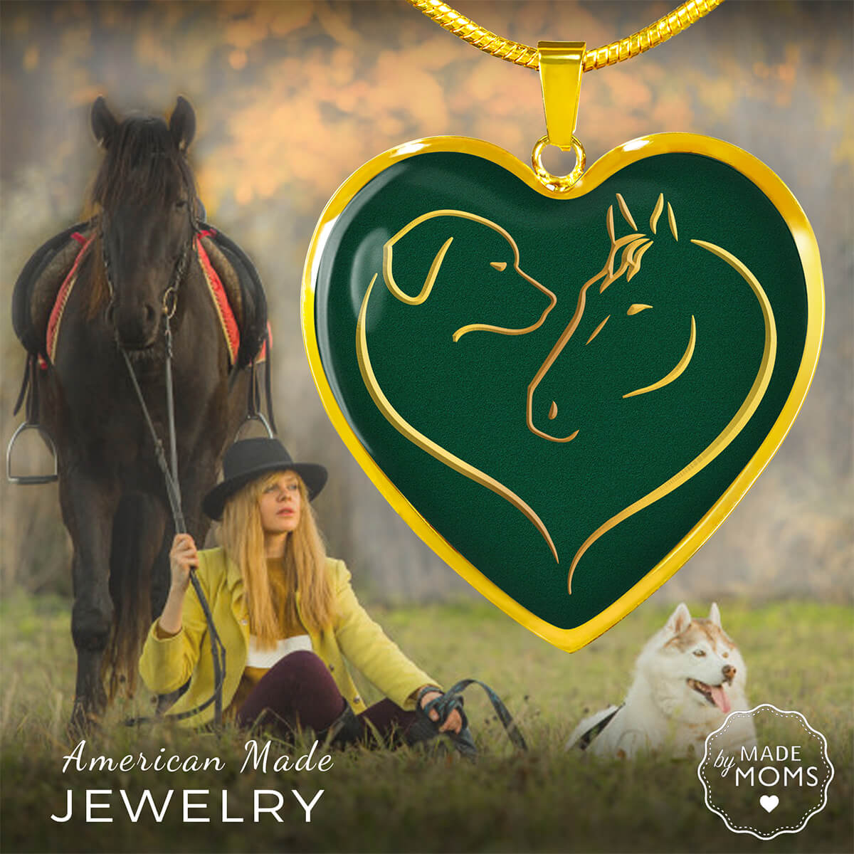 Premium "Horse & Dog Lover" Necklace - Green Edition