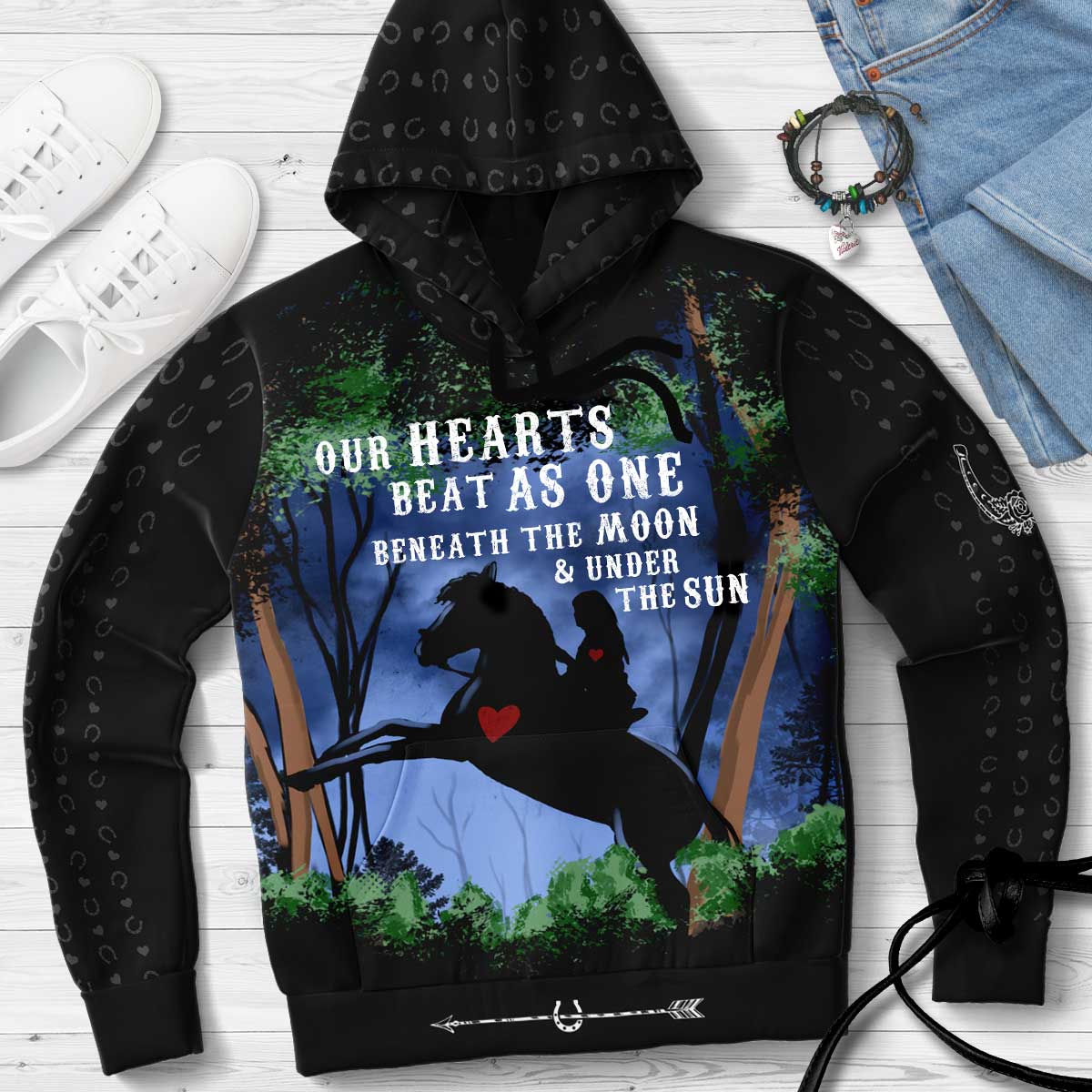 Our Hearts Beat As One - Custom Names Hoodie