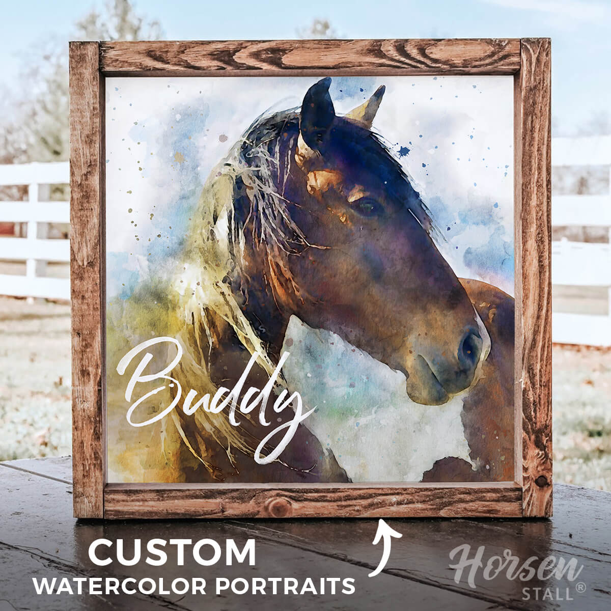Personalized Watercolor Horse Portrait
